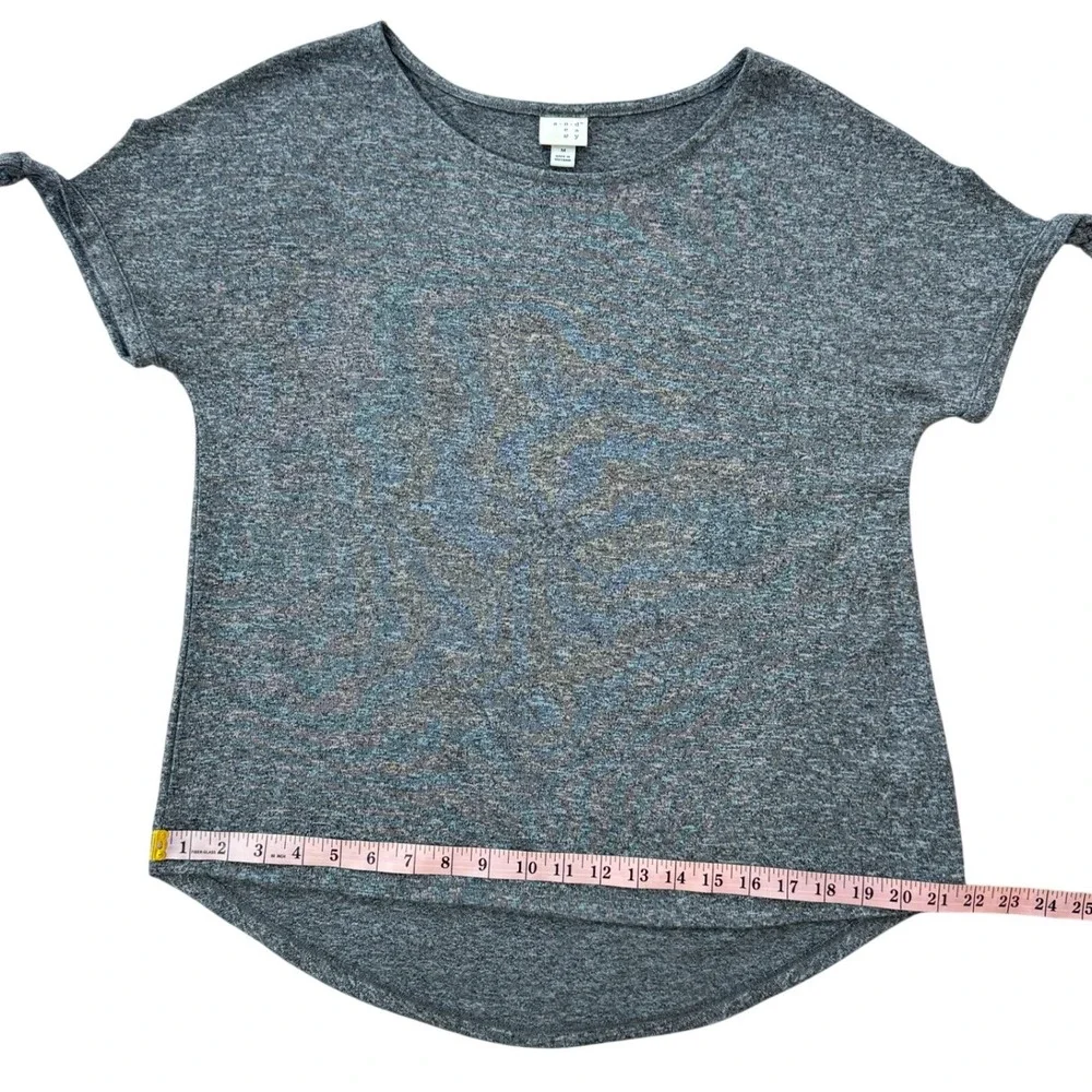 A New Day Womens Grey Marl Knit‎ Tie Sleeve Scoop Neck High Low Top Size M